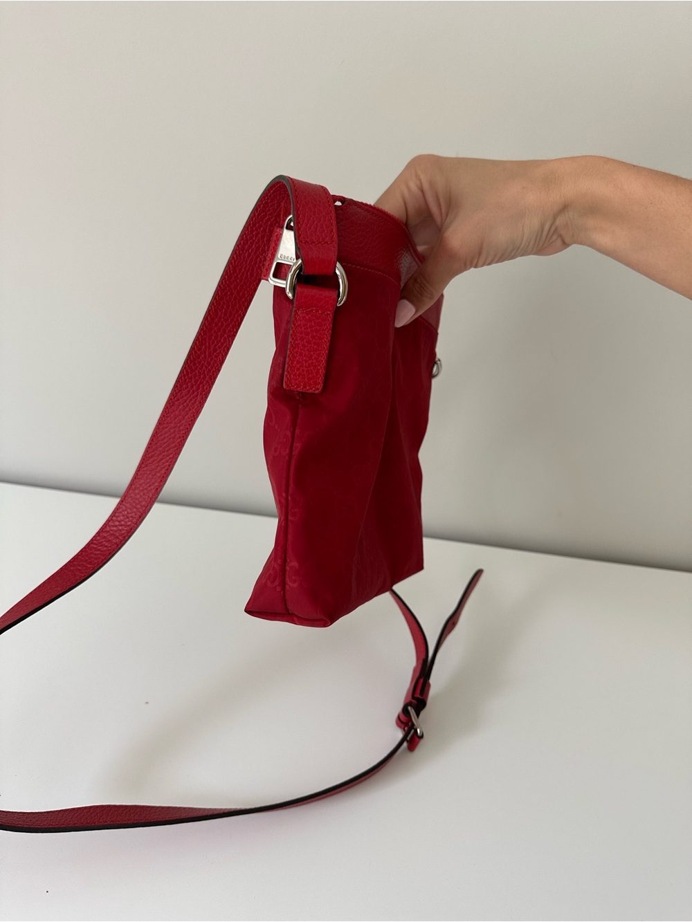 Gucci Red Monogram Small Crossbody Bag - Picture 9 of 13